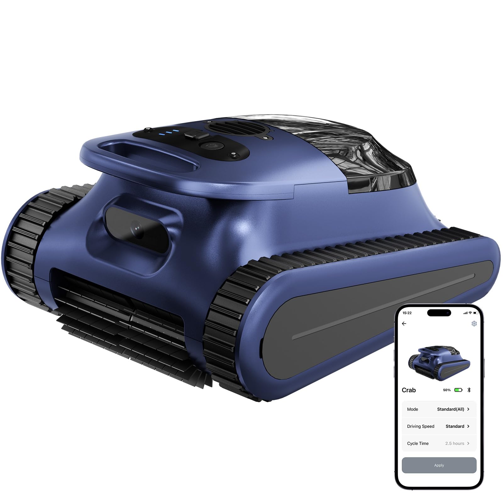 Nepturox front view of robotic cleaner showing compact design and quick start benefit