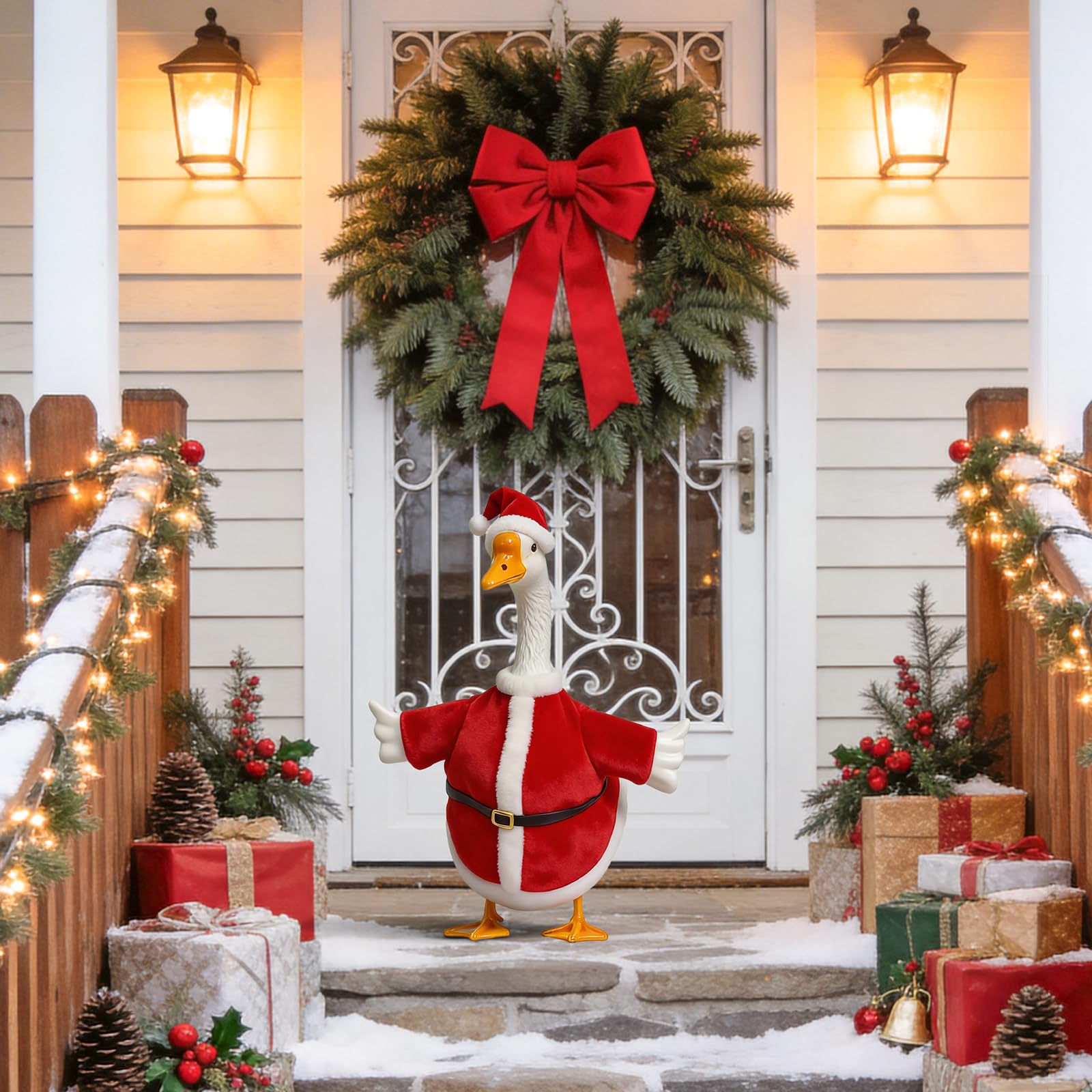 Nesfanchu Christmas goose on lawn showing warm holiday atmosphere