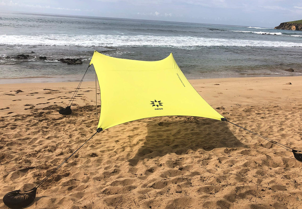 Neso front view lemon canopy showing full shade and compact footprint