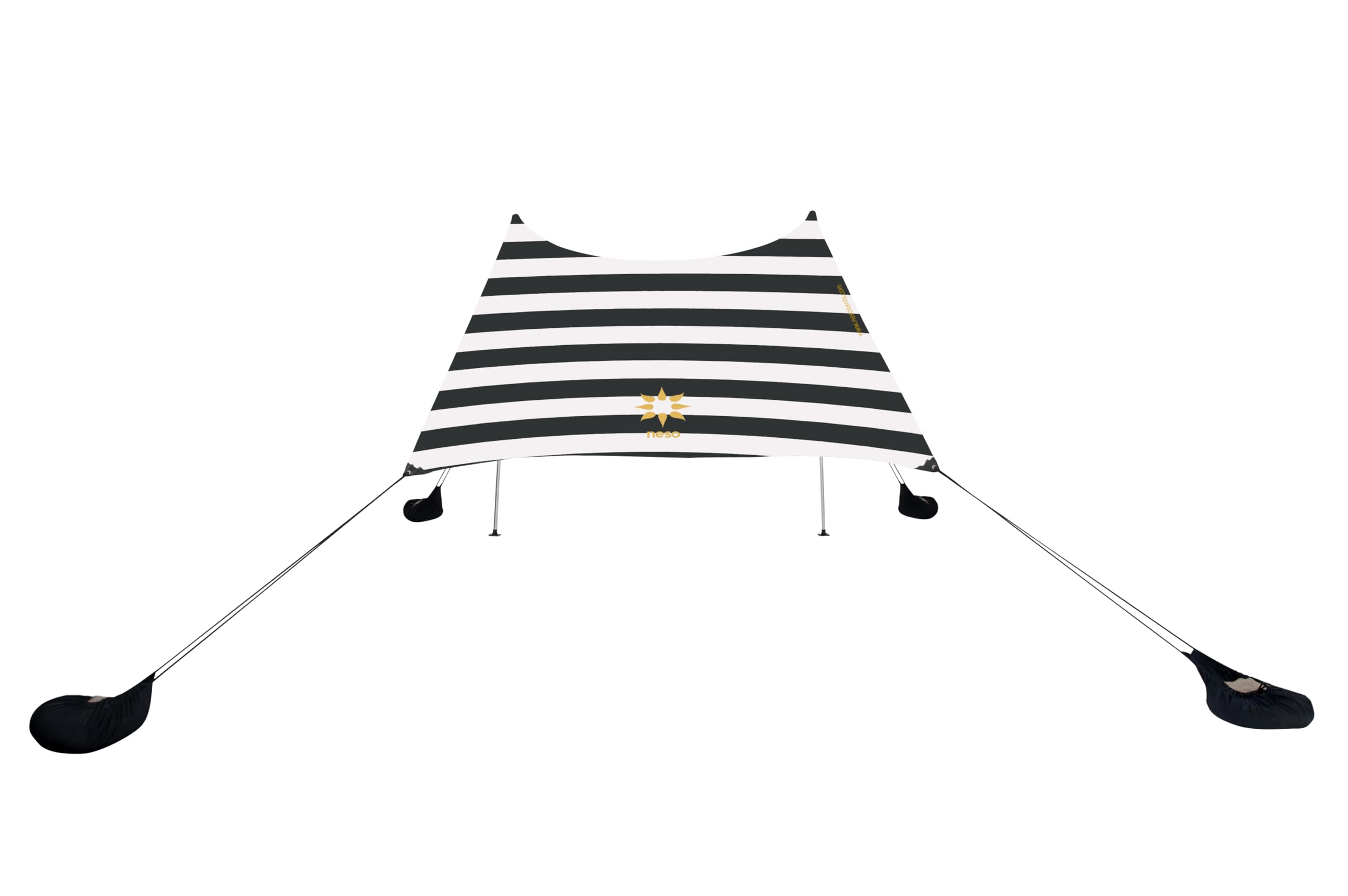 Neso tent anchor closeup showing sand-filled bag for stable wind resistance