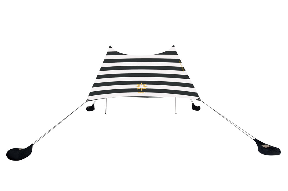 Neso tent anchor closeup showing sand-filled bag for stable wind resistance