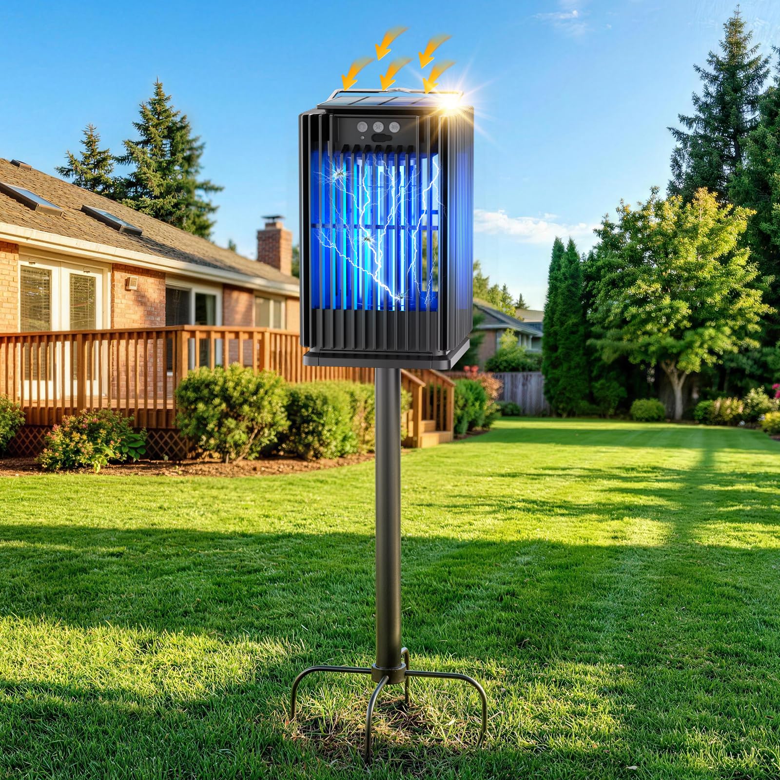 NestCrafted front view showing compact design and 360° light, improving outdoor coverage