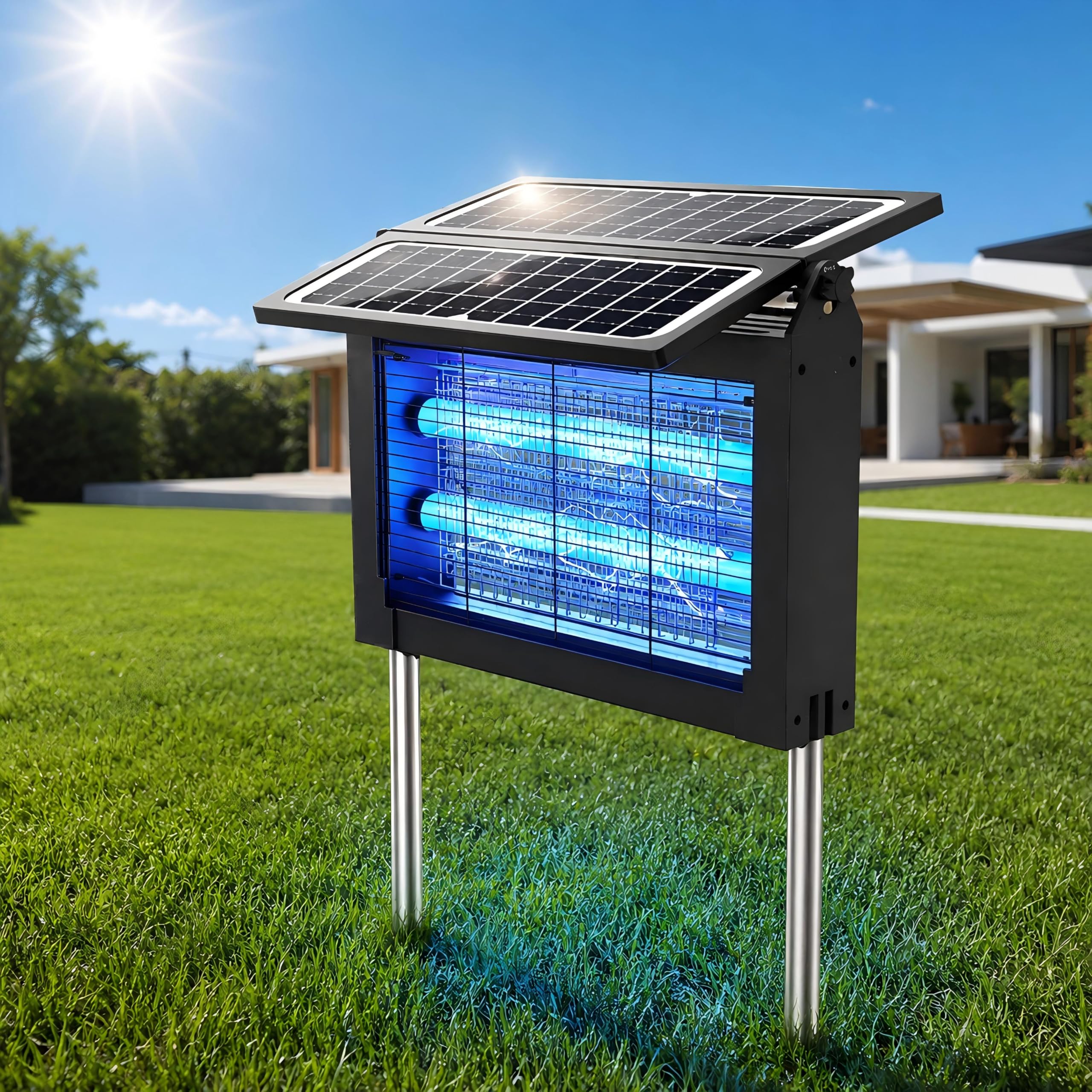 NestCrafted front view showing compact bug zapper and light, reduces outdoor pests