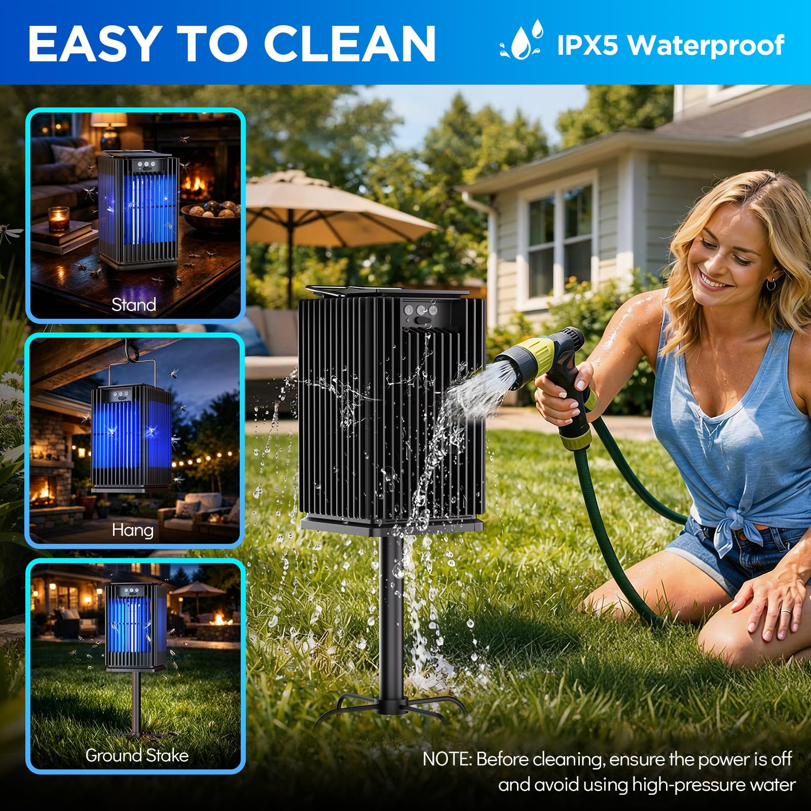 NestCrafted hanging on a patio beam showing cordless placement and family comfort