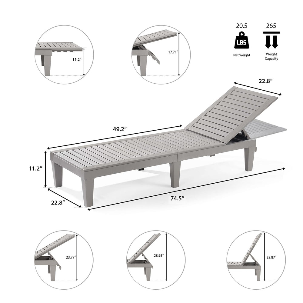 Nestl adjustable backrest detail demonstrating five positions for comfortable lounging