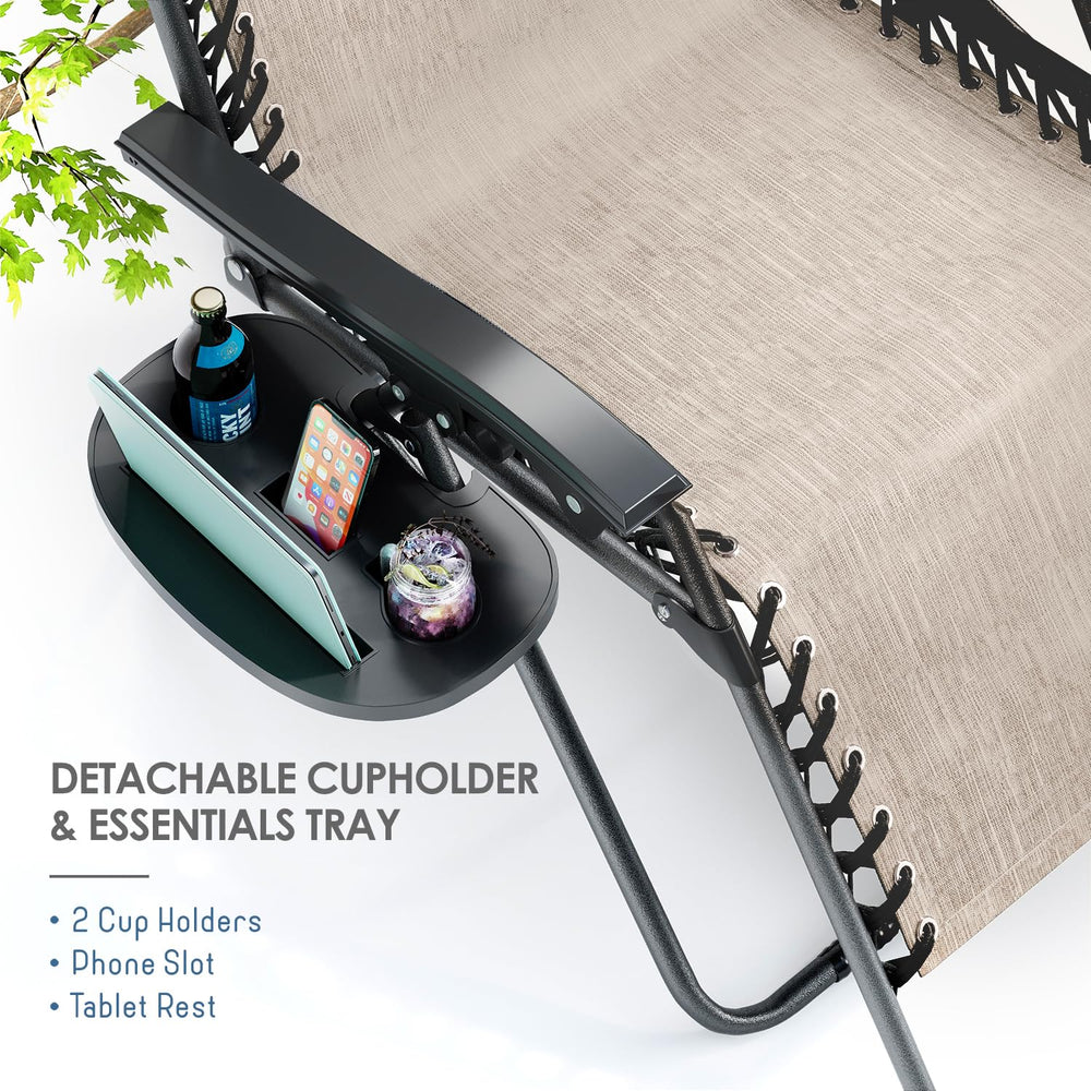 Nestl detachable tray with cup holders keeping drinks and devices handy