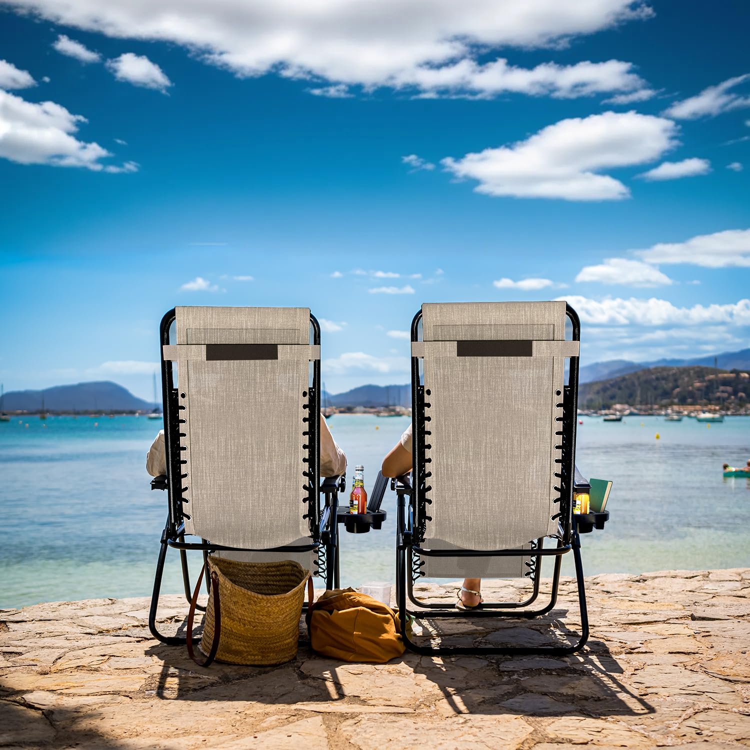 Nestl chair in patio lifestyle setting demonstrating outdoor relaxation