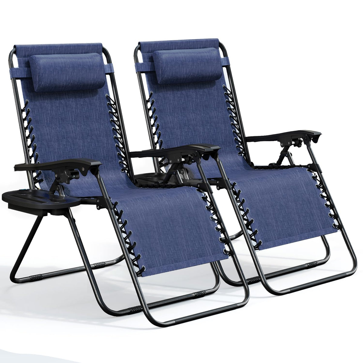 Nestl front view of blue zero gravity chairs showing comfort and style