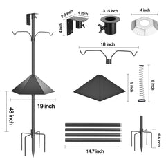 NestShld five-prong base inserted in soil demonstrating superior stability