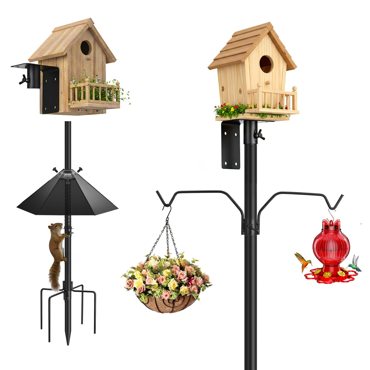 NestShld front view of assembled pole showing sturdy setup and bird-friendly design