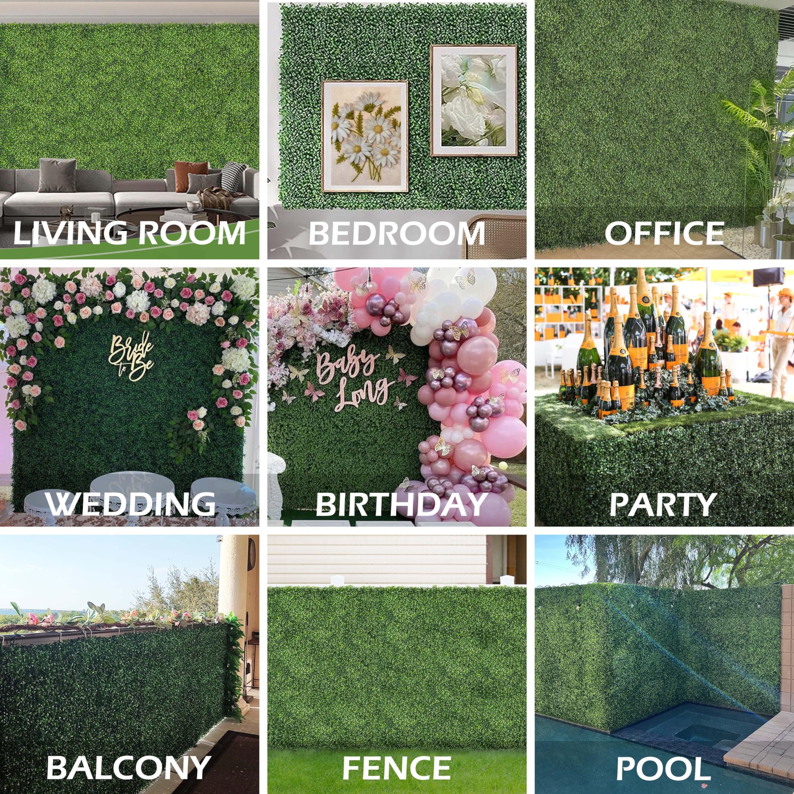 NETAP assembled green wall used as a wedding or event photo backdrop