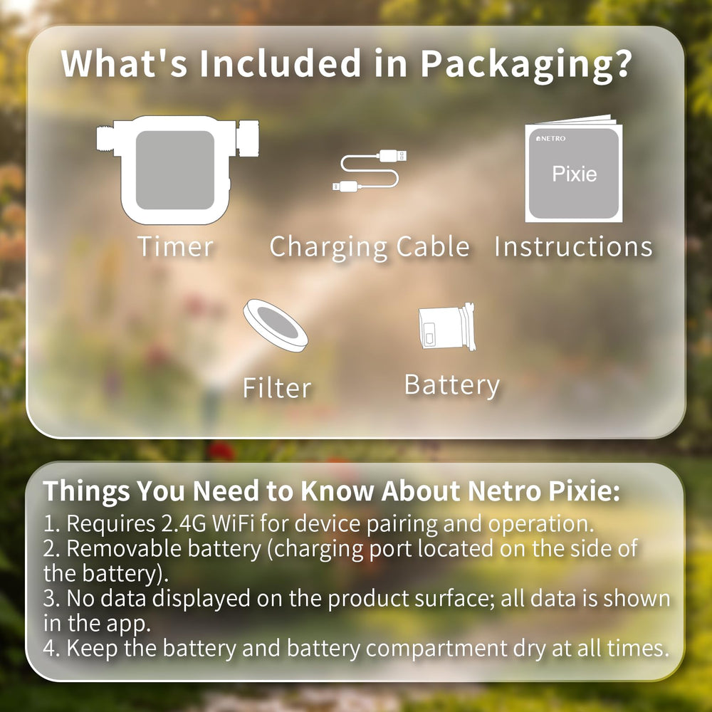 Netro in a garden scene illustrating healthier plants with scheduled watering