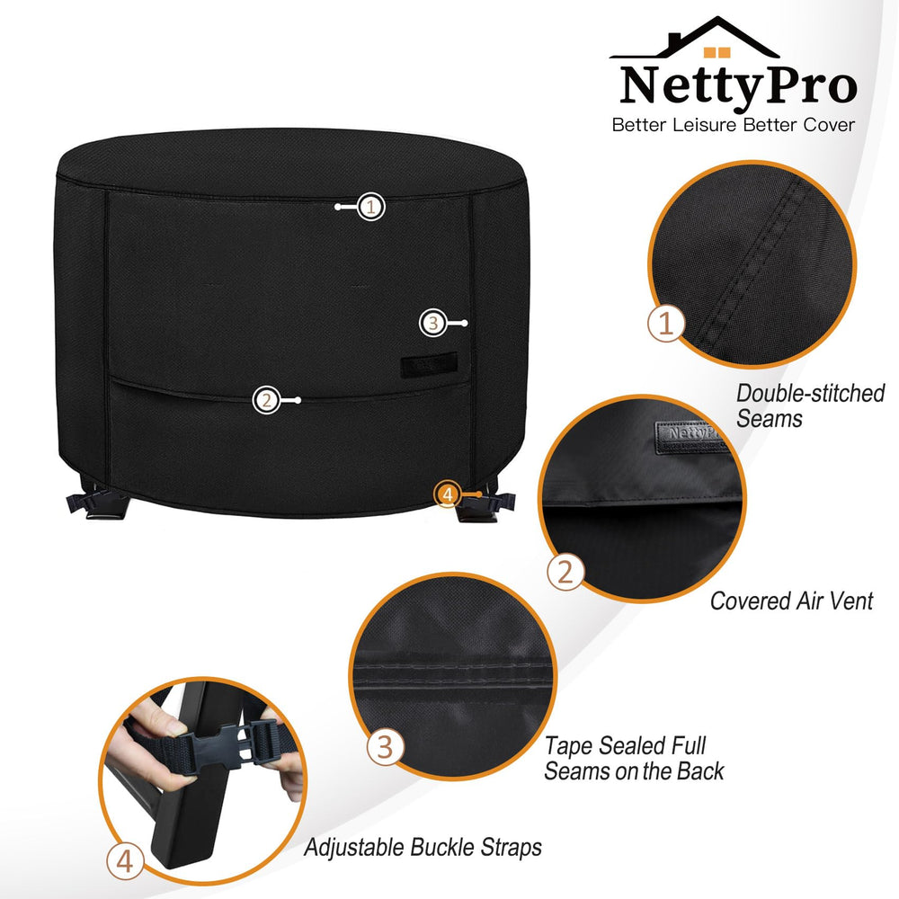 NettyPro adjustable straps and buckles securing cover against wind