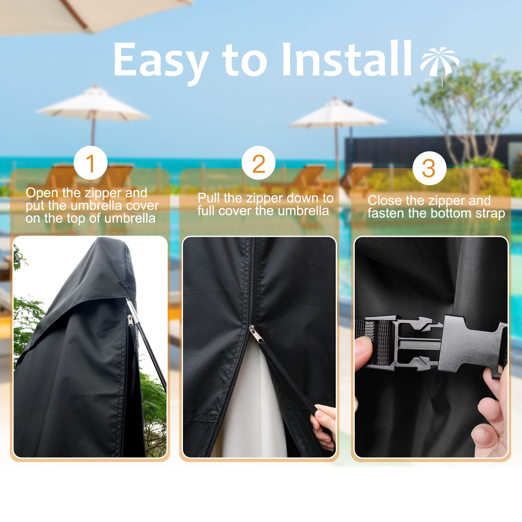NettyPro bottom buckled strap closeup securing cover against gusts