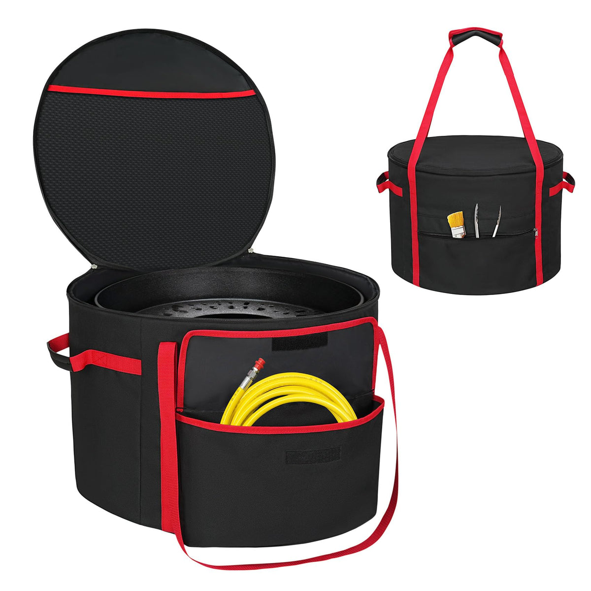 NettyPro front view showing fit and protection for fire pit, organized travel benefit