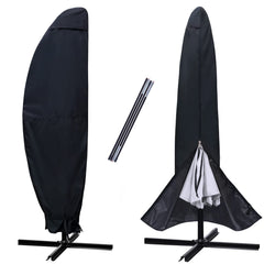 NettyPro front view black cover protecting umbrella, durable outdoor protection