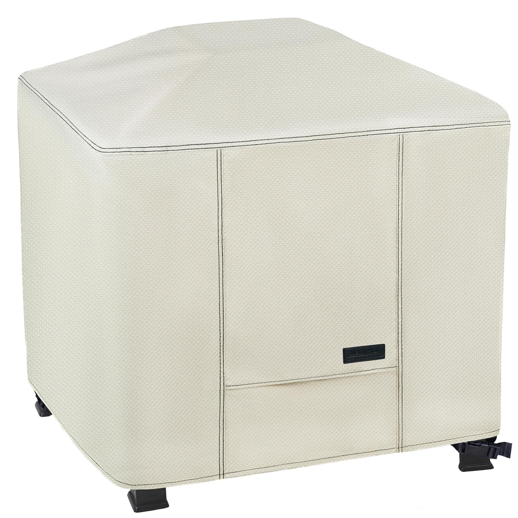 NettyPro front view showing full square cover protecting fire pit benefit: complete outdoor protection
