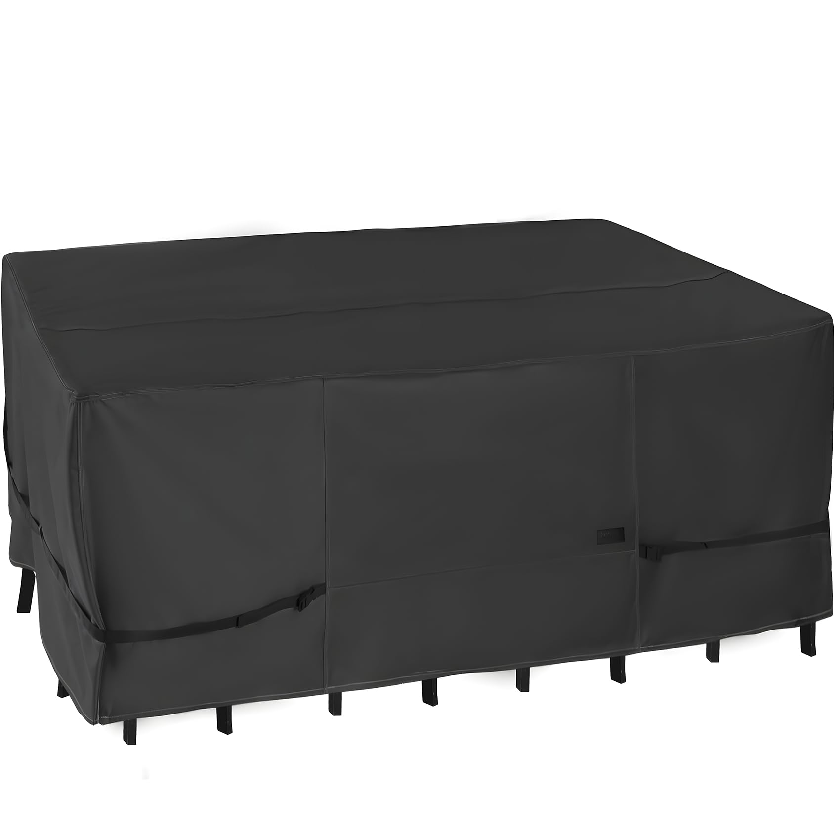 NettyPro front view of full cover protecting rectangular patio dining set for all-weather protection