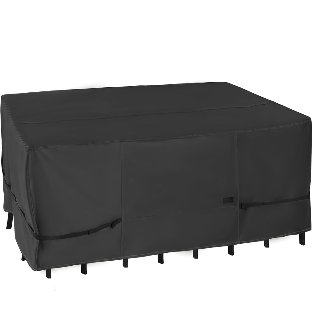 NettyPro front view of full cover protecting rectangular patio dining set for all-weather protection