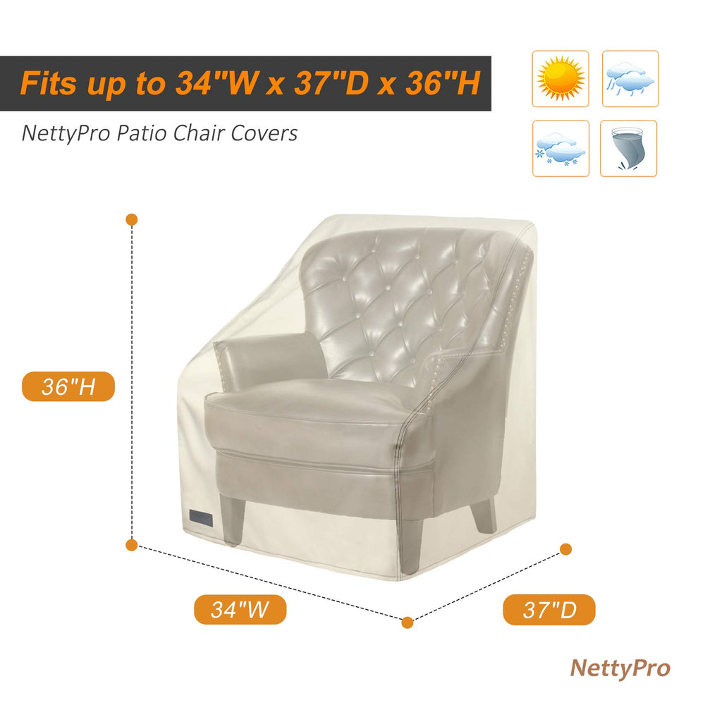 NettyPro cover in use over patio dining chair protecting from rain and dirt