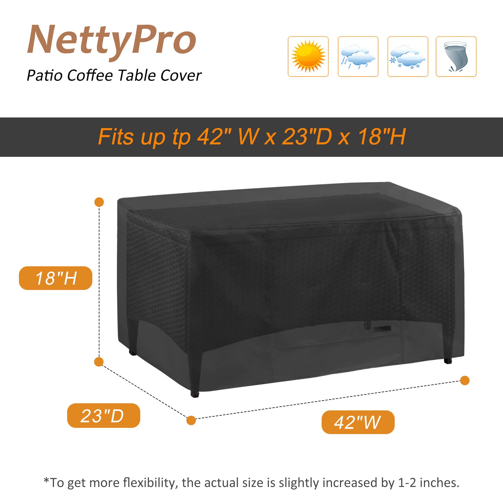 NettyPro cover in use on patio coffee table showing weather resistance