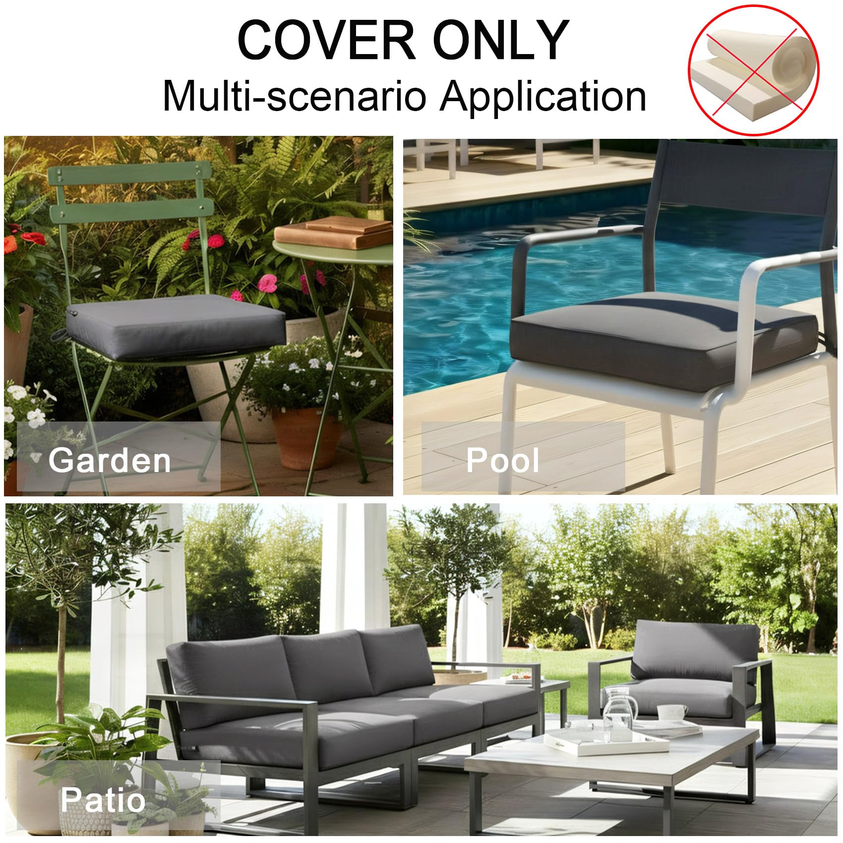 NettyPro lifestyle patio setting with covers, coordinated outdoor styling