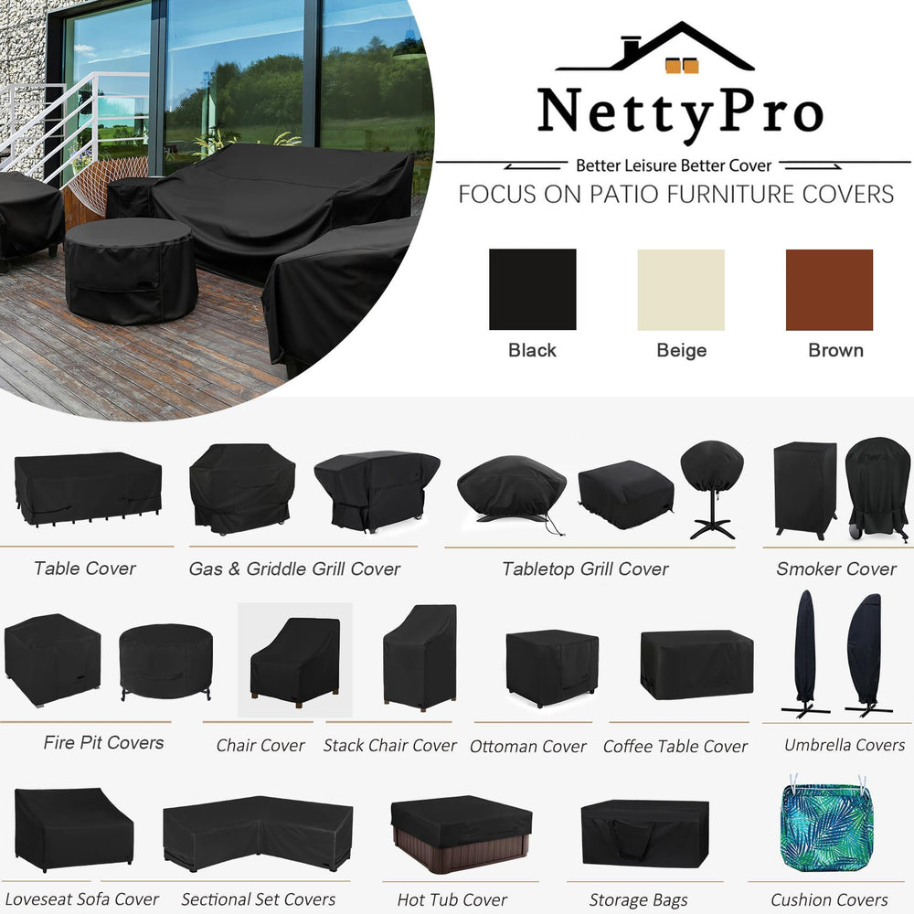 NettyPro bag stored on porch showing tidy, protected outdoor furniture storage
