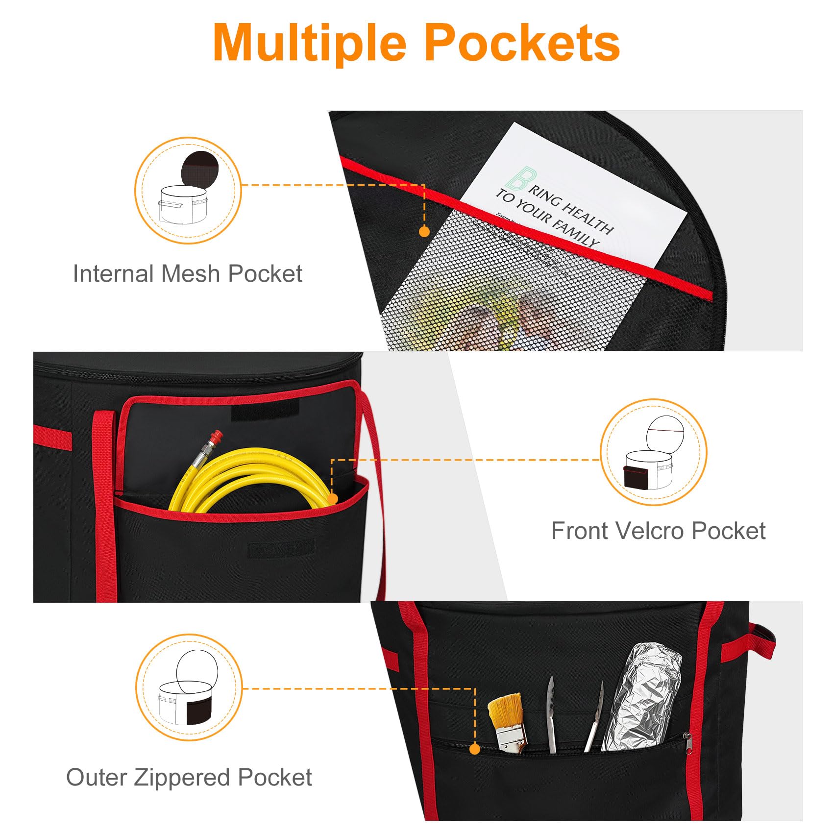 NettyPro pockets holding hose and tools, keeps accessories secure and accessible