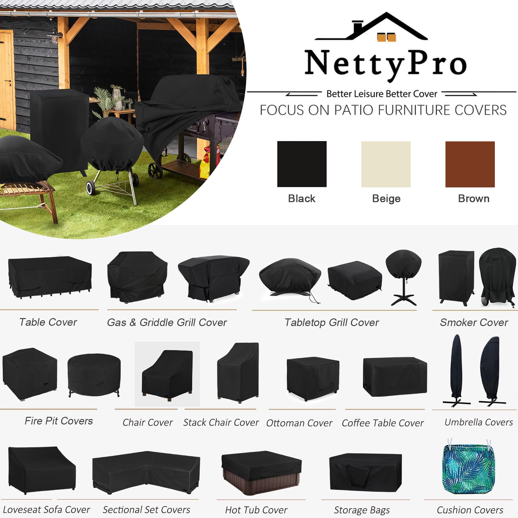NettyPro shedding rain from cover surface demonstrating waterproof taped seams and runoff