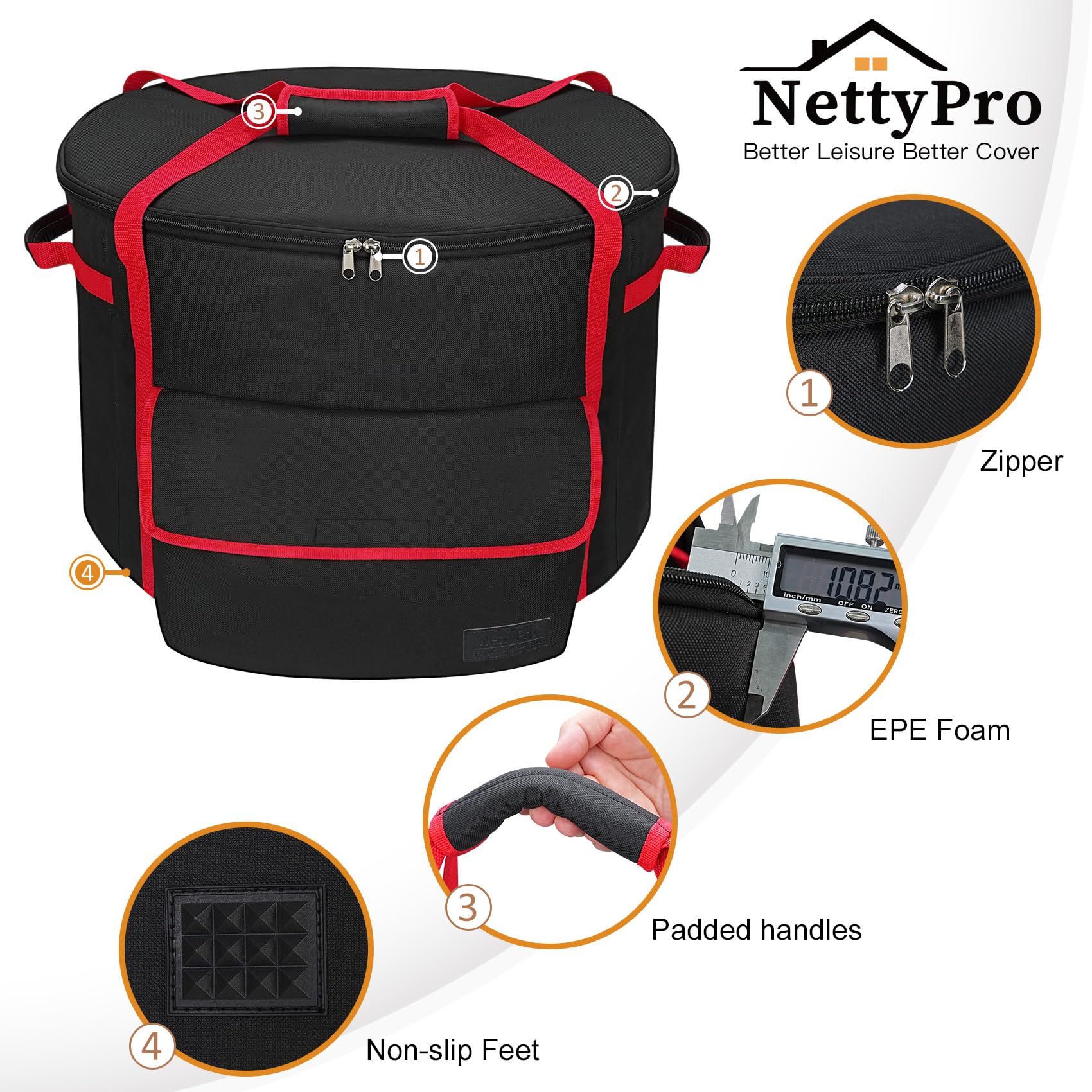 NettyPro thickened decompression handle close-up, comfortable single-hand carrying