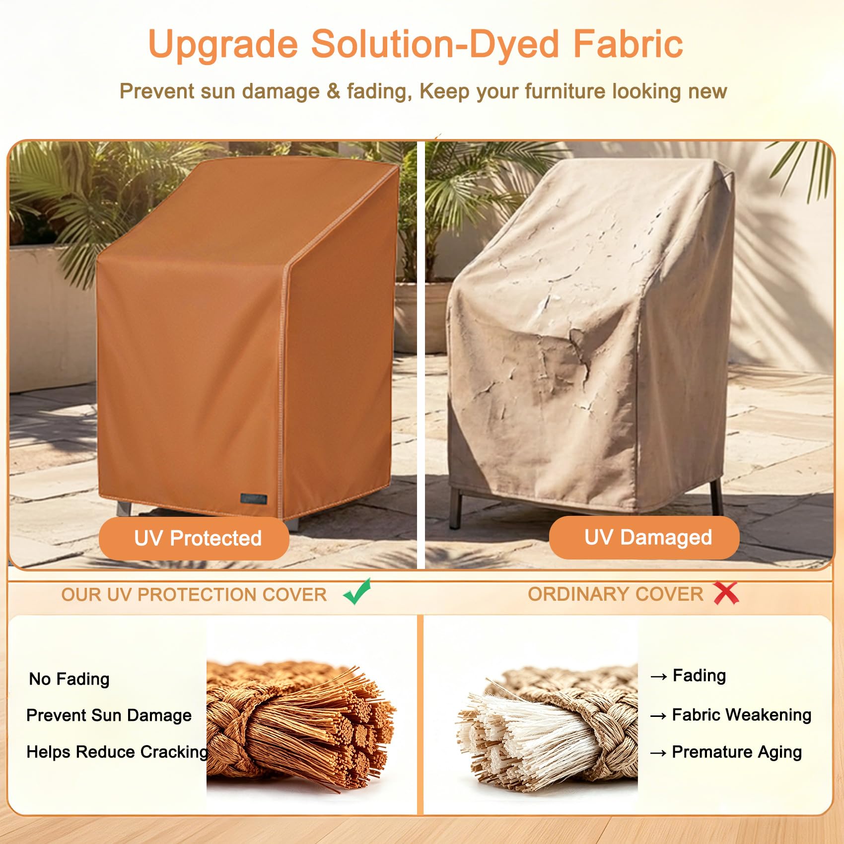 NettyPro side profile showing tailored fit over high-back stacked dining chairs