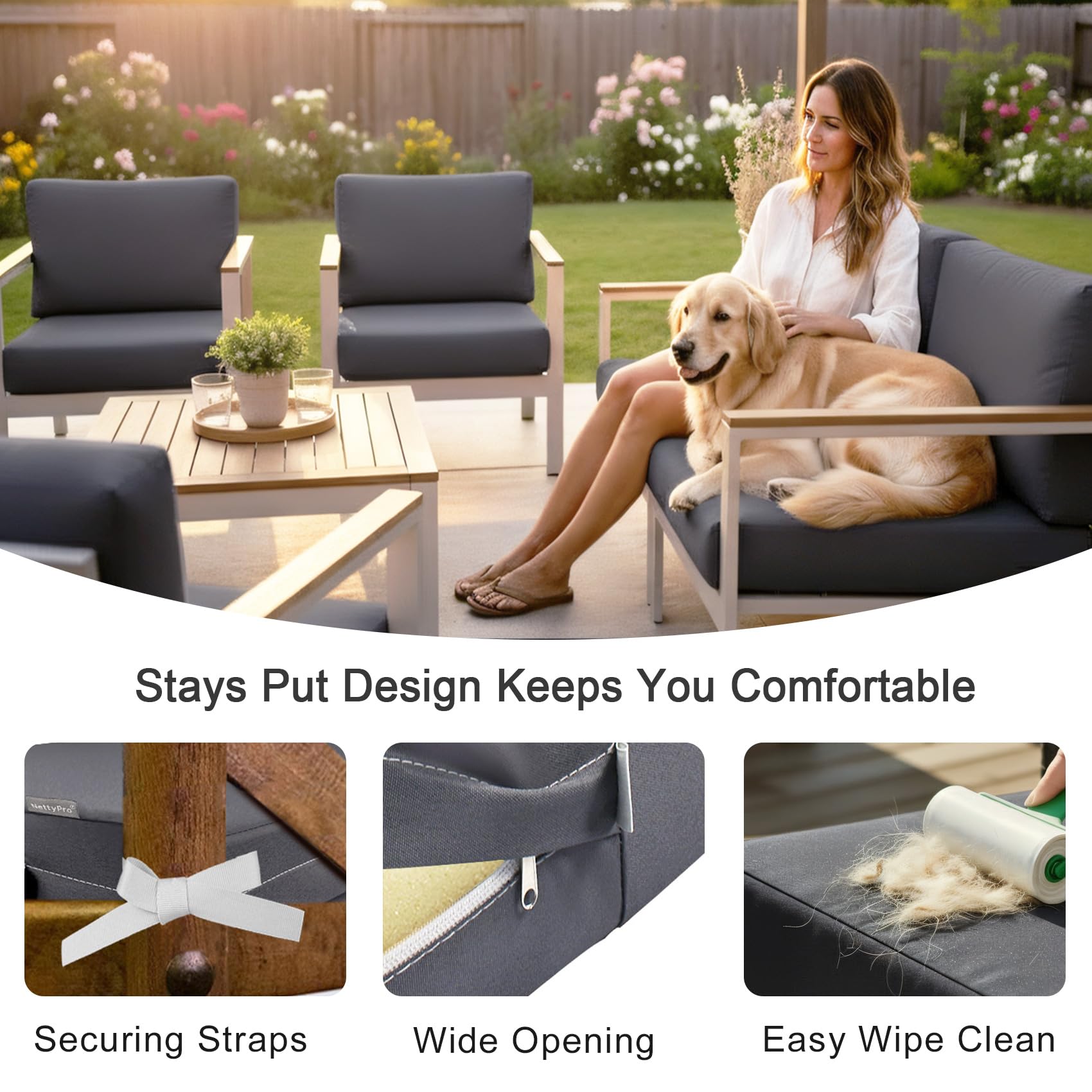 NettyPro side profile showing 4-inch depth, fits thick seat cushions