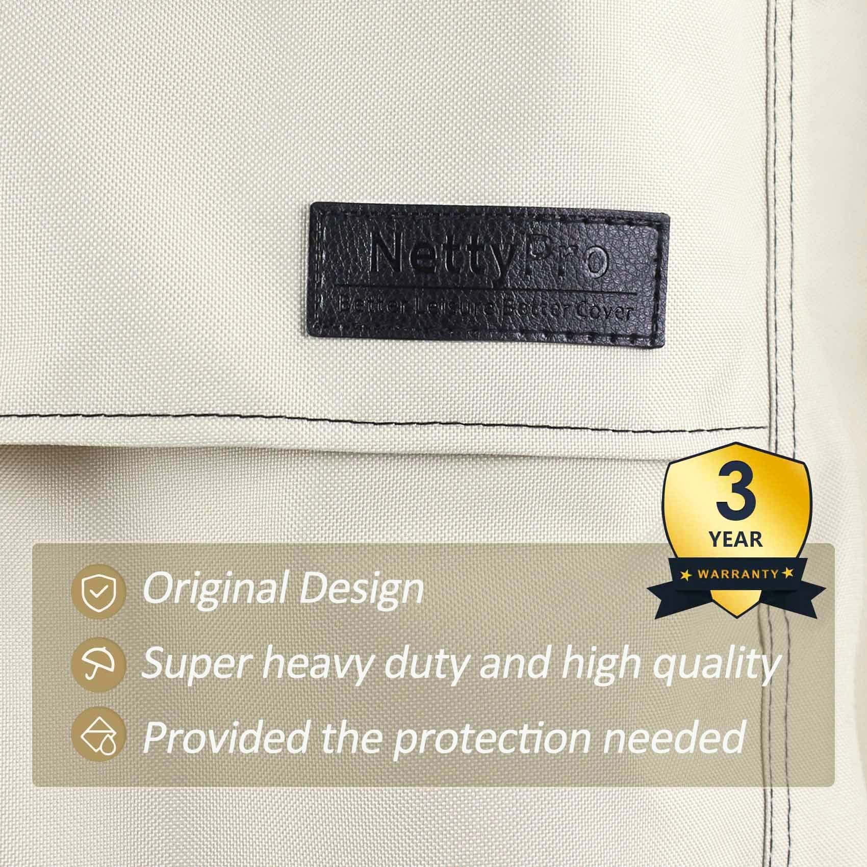 NettyPro cover displayed on chair for scale demonstrating the deep-seat fit