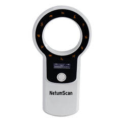 NetumScan front view showing compact portable scanner and readable display benefit