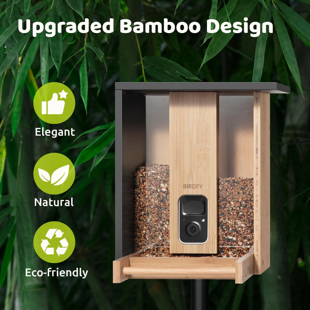 NETVUE Birdfy mounted on pole showing easy installation and stable outdoor placement