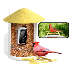 NETVUE Birdfy feeder front view showing camera and feeding tray, ideal for clear observation