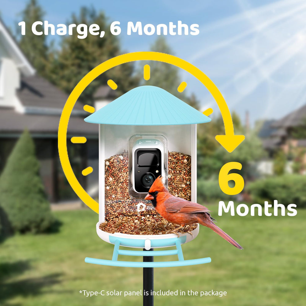 NETVUE Birdfy solar panel top showing extended power and reduced charging benefit