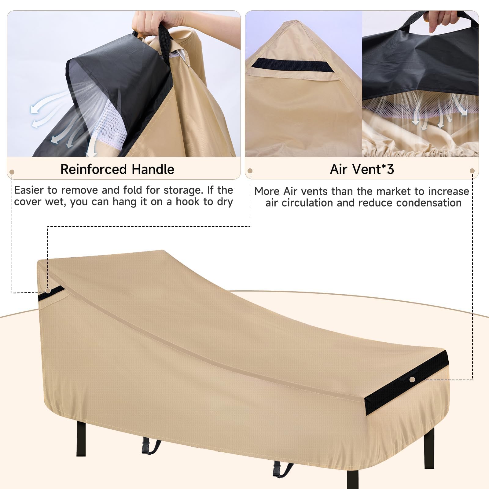 NEVERLAND adjustable buckles and straps securing cover against wind