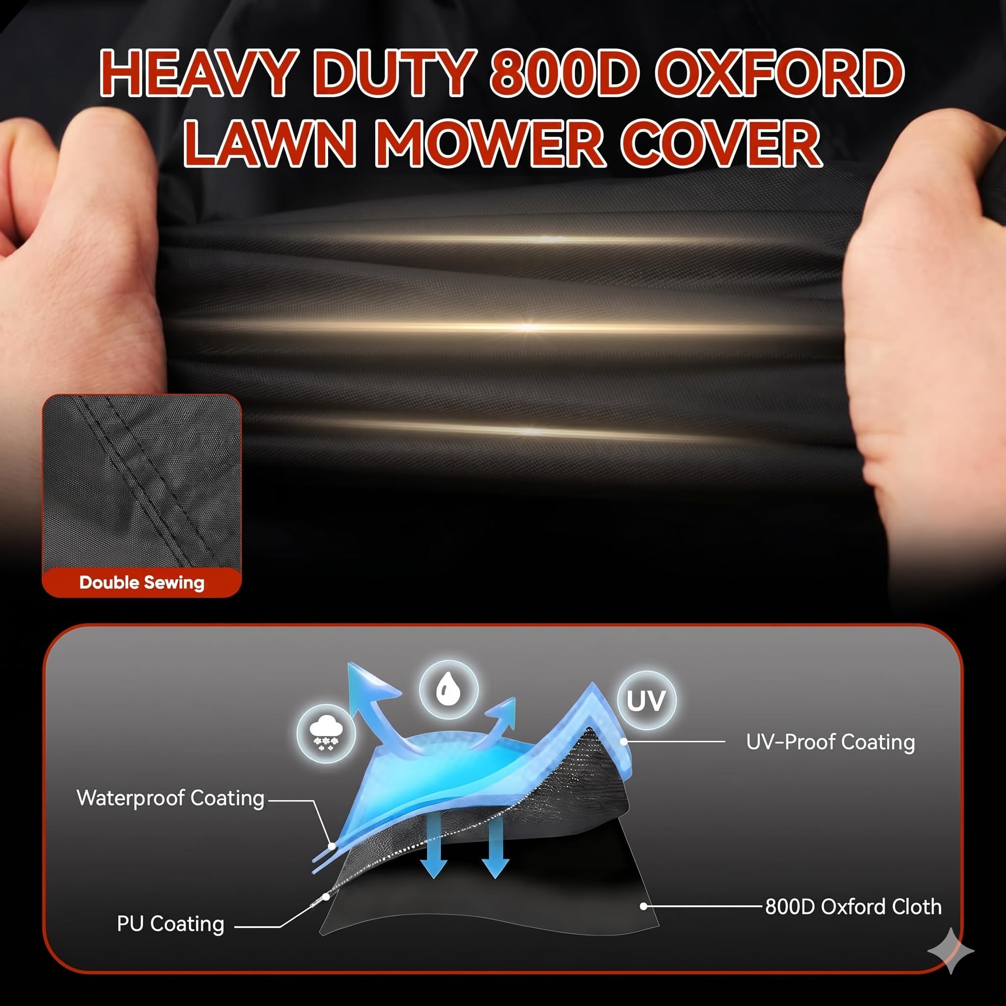 NEVERLAND inner PU-coated lining protecting mower electronics from moisture