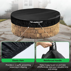 NEVERLAND lifestyle shot of covered in-ground fire pit protecting outdoor space