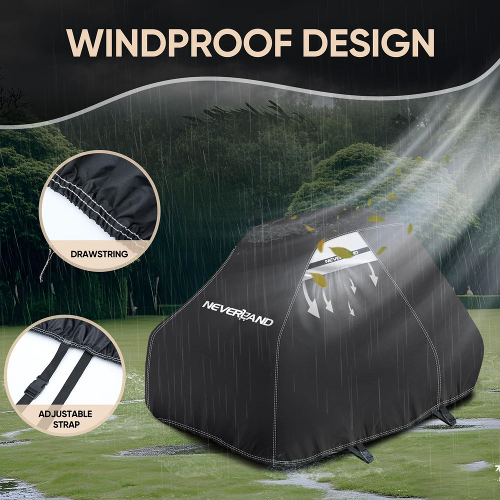 NEVERLAND elastic hem and adjustable strap demonstrating wind protection