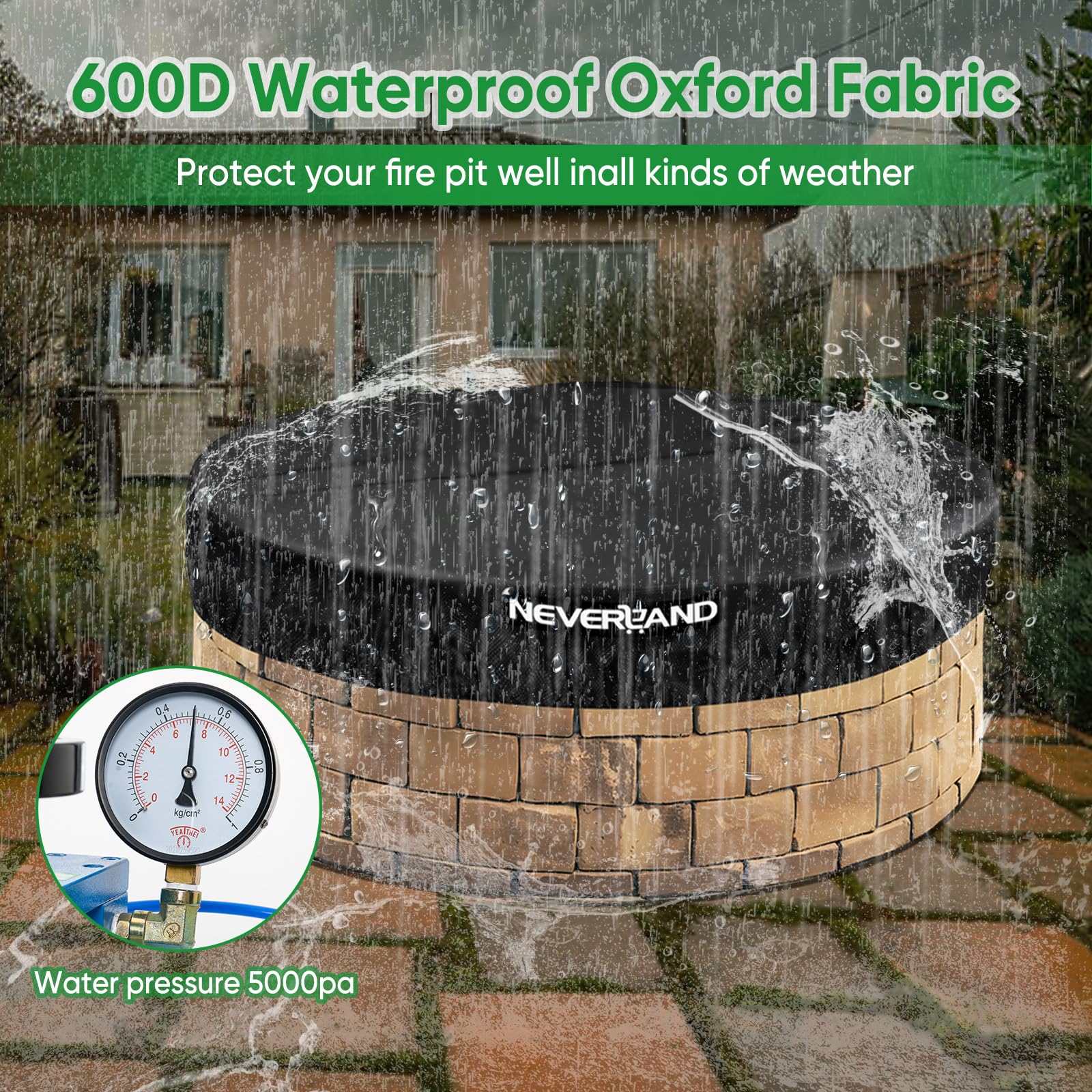 NEVERLAND cover shedding rain to keep fire pit dry and clean