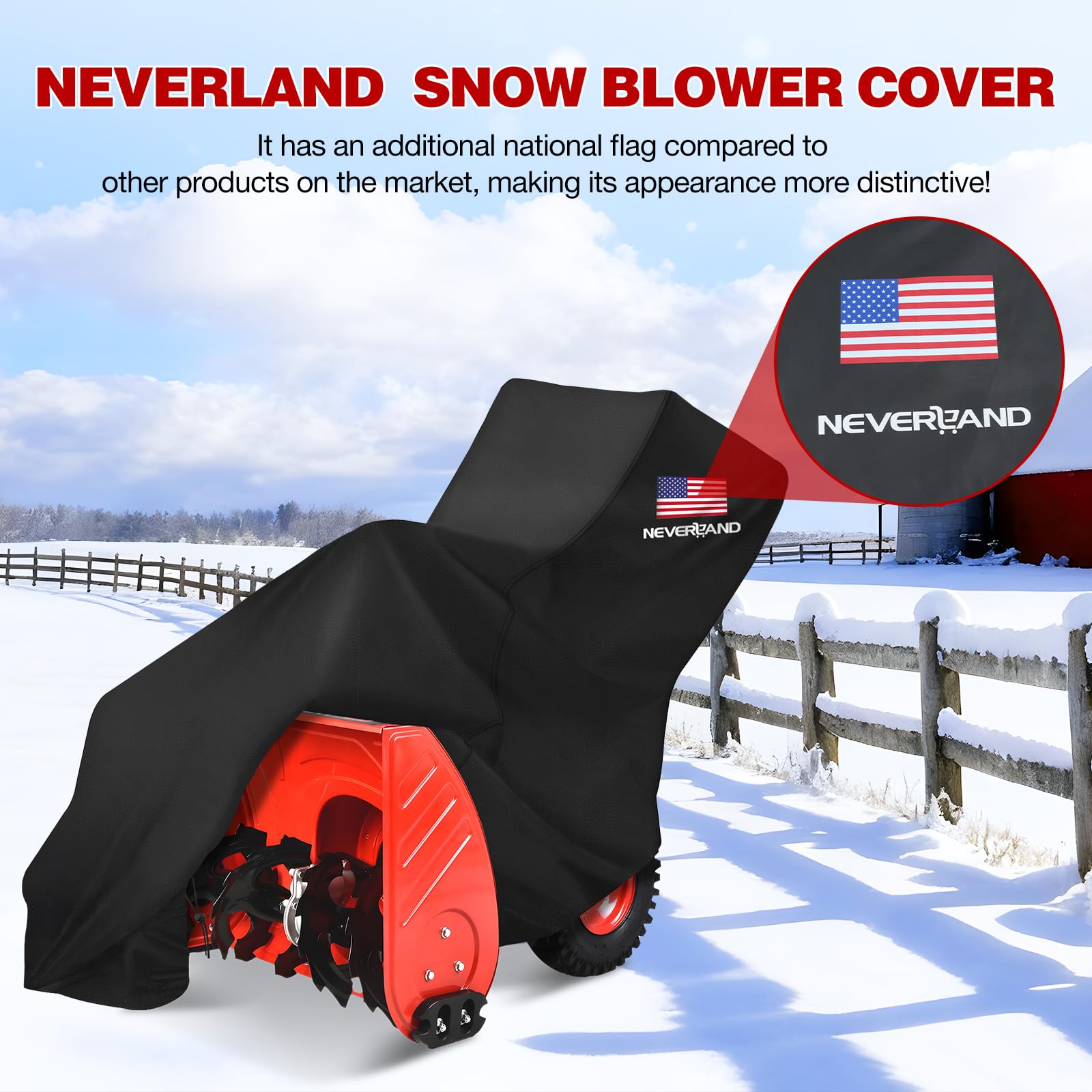 NEVERLAND folded cover in storage bag for compact offseason convenience