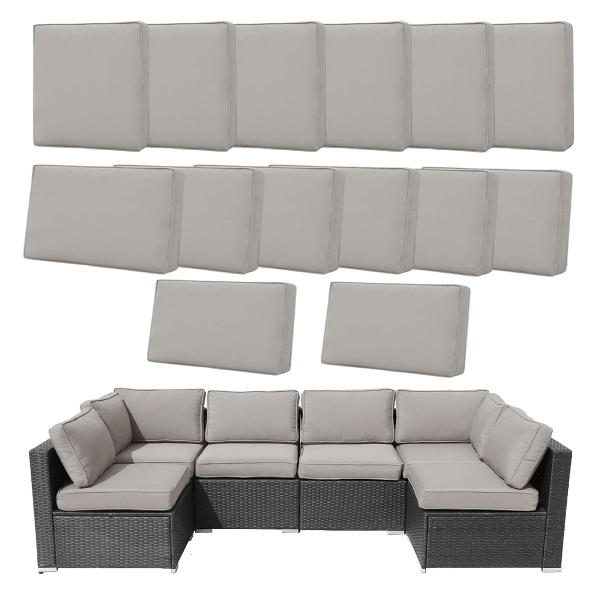 Nevsokio front view of light gray cover set showing neat fit and curb appeal
