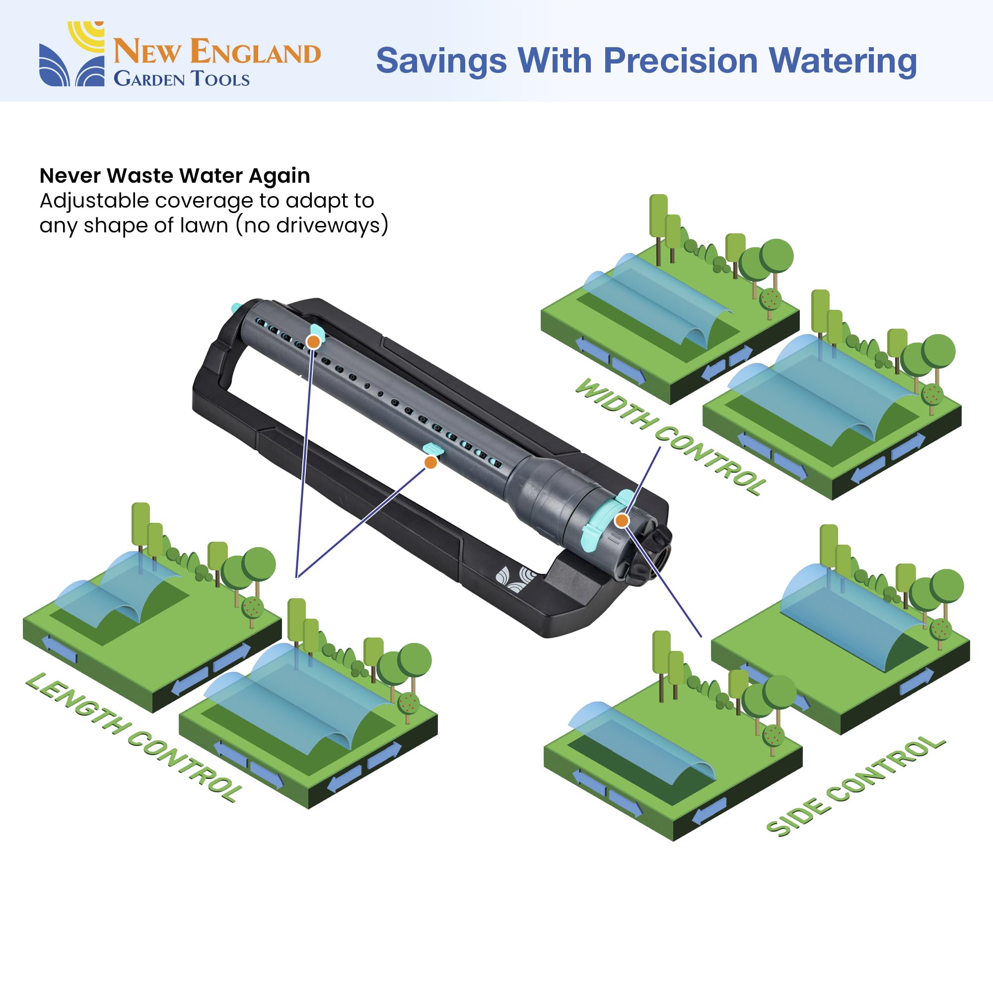 New England Garden Tools hose connection and intake filter for clog protection