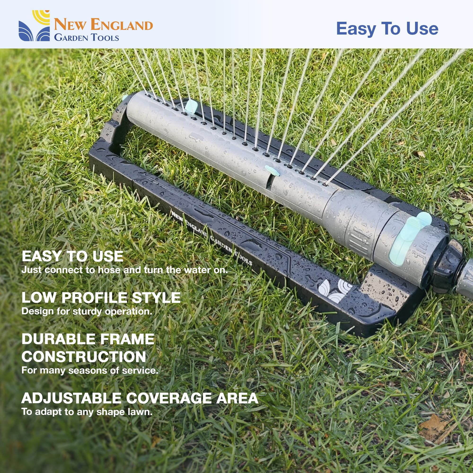 New England Garden Tools low-profile sturdy frame for stable operation