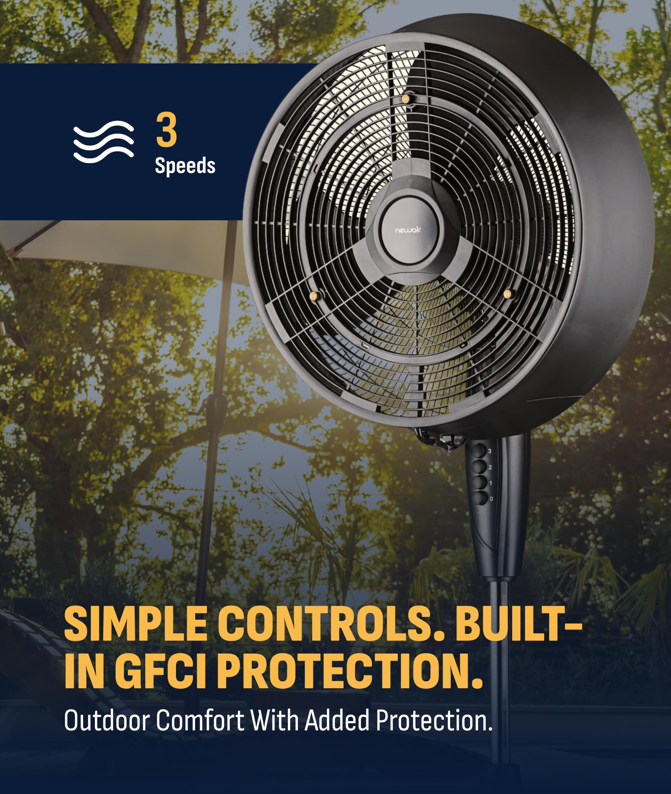 NewAir guard and blades close-up highlighting durable outdoor construction