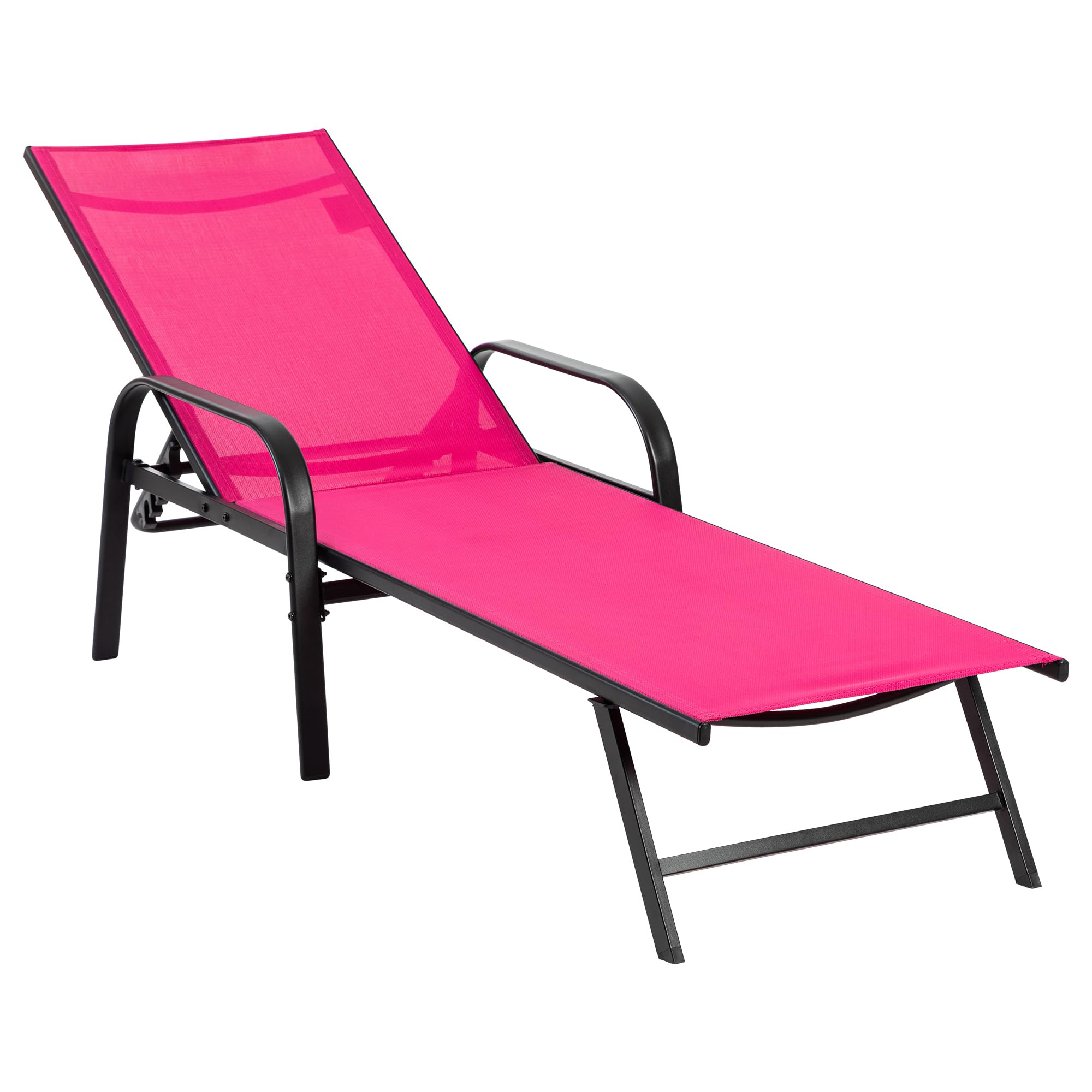 NEWBULIG front view pink patio chaise showing comfortable design and quick setup