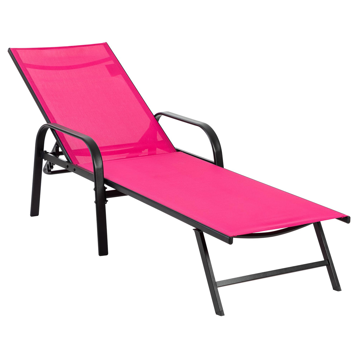 NEWBULIG front view pink patio chaise showing comfortable design and quick setup