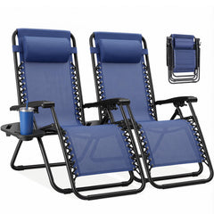 NEWBULIG front view of two chairs showing full recline and stable frame for relaxed lounging